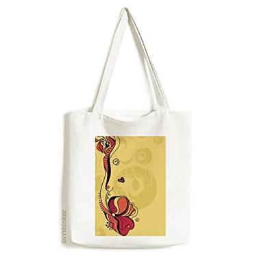 Imagem de Bolsa de lona colorida flor flor flor flor flor bolsa de compras casual bolsa de compras