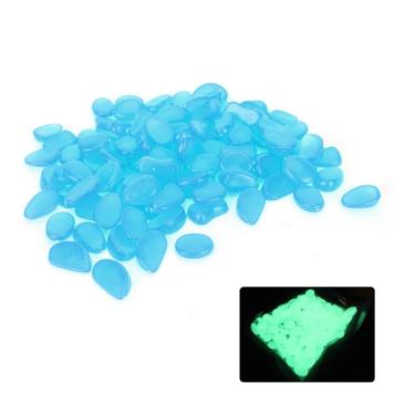 Imagem de wosume 【】 Pedrinhas que brilham no escuro - 100 peças de pedra luminosa decoração fluorescente jardim quintal interior aquário paisagem decoração (azul)