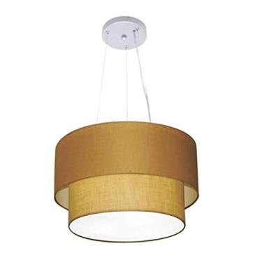 Imagem de Lustre Pendente Duplo Cúpula Tecido 25/40x35, Vivare Iluminação, Pendente4158 LPLP, Palha, Médio