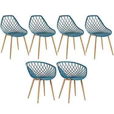 Imagem de Loft7, Kit 2 cadeiras Clarice Nest com braços + 4 cadeiras Cleo Kit Turquesa