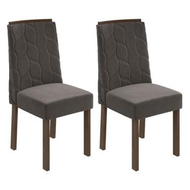 Imagem de Conjunto 2 Cadeiras Astrid Imbuia/Veludo Marrom - Móveis Lopas