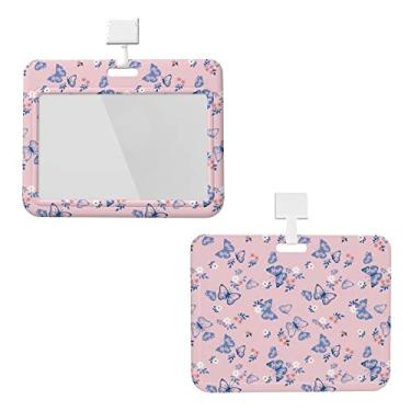 Imagem de Porta-crachás de flores, porta-crachá, horizontal destacável no pescoço, cordão para homens, mulheres, à prova d'água, capa protetora de nome de cartão de identificação com tira de cordão para escritórios carteira de motorista escolar