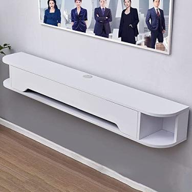 Imagem de JUNNIU Unidade de TV montada na parede, suporte de TV flutuante montado na parede, console de mídia montado na parede de 130 cm centro de entretenimento, rack set-top box, calha de cabo oculto/espaço livre/decoração B/B