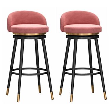 Imagem de Cadeiras de jantar cadeiras de sala de jantar, banquetas de bar, cadeiras de bar altas giratórias de veludo com encosto e apoio para os pés, bancos estofados de altura para balcão de cozinha e ilha tudo está bem