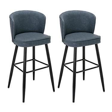 Imagem de Cadeiras de jantar, cadeiras de sala de jantar, banquetas de bar de metal, banquetas de bar de couro PU para cozinha, banquetas de bar, banqueta de balcão vintage de ferro forjado cadeira de café da manhã com pernas de metal apoio para os pés para cozinha banqueta de bar - Carga máxima