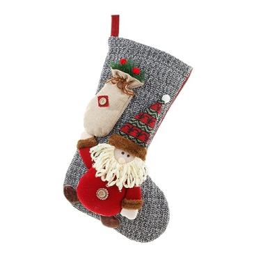 Imagem de NOLITOY Meia De Natal De Malha Decoração De Decoração Para Casa Meias De Criança Enfeites De Árvore De Natal Meias De Enchimento Decoração De Árvore De Natal Meia Pendurada De Natal Saco