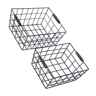 Imagem de RUNROTOO 2 peças cesta de armazenamento de grade recipientes de frutas recipiente de armazenamento de ferro cesta de armazenamento de ferro cesta de armazenamento de metal cesta de armazenamento de frutas caixa de armazenamento de suprimentos
