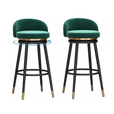 Imagem de Cadeiras de jantar cadeiras de sala de jantar banquetas giratórias de 360 graus conjunto de 2, banquinho de bar de cozinha cadeira de jantar com apoio para os pés com revestimento de ouro para bar de pub, casa, bar, pernas de metal preto, tudo está bem