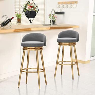 Imagem de Cadeiras de jantar cadeiras de sala de jantar conjunto de bancos de bar de 2 a 360 graus - bancos de balcão giratório de 65 cm de altura - banqueta de altura de balcão moderno para cozinha, sala de estar, pub Tudo está bem