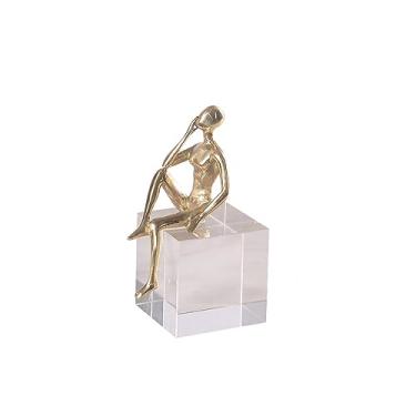 Imagem de Peça Decorativa de Metal e Cristal Dourado 14cm RKP0007 BTC