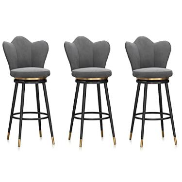 Imagem de Cadeiras de jantar cadeiras de sala de jantar banqueta de bar com encosto alto conjunto de balcão de 3,25 cm de altura elegante banqueta de veludo estofada cadeira de bar para cozinha ilha sala de jantar pátio tudo está bem