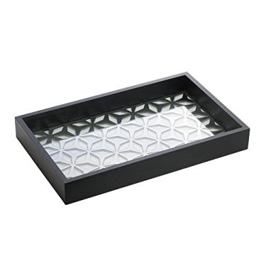 Imagem de Bandeja de Madeira com Fundo de Vidro Garden Pinus Preta 38cm x 24cm x 4,5cm - Woodart