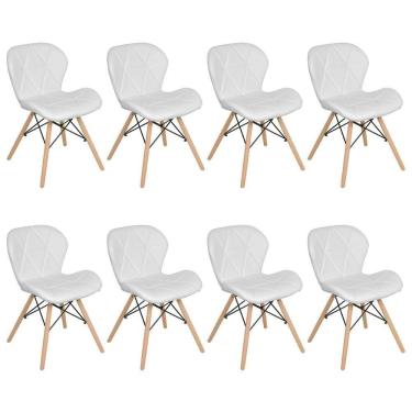 Imagem de Kit 8 Cadeiras Estofadas Charles Eames Eiffel Slim Branco