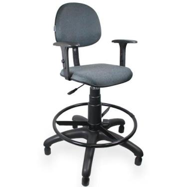 Imagem de Cadeira Caixa Executiva Jserrano Cinza Com Preto Com Braço Regulável -