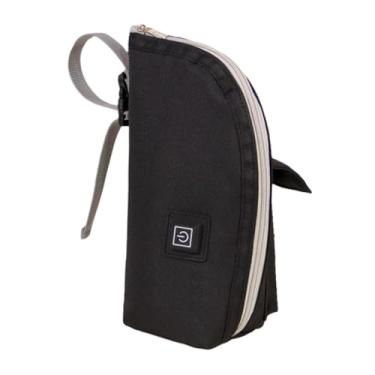 Imagem de harayaa Bolsa tote aquecedora de mamadeira, temperatura ajustável, à prova d'água, portátil, compacta, armazenamento de garrafa de leite, aquecedor de bebidas, preto