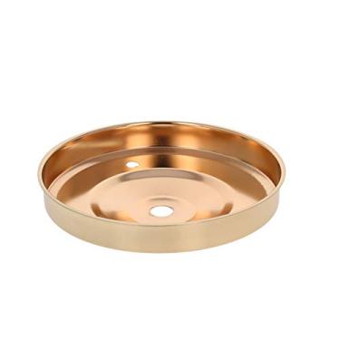 Imagem de Bettomshin 3 peças 10,5 cm x 2 cm (DxH) placa de luz de teto retrô de ferro acessórios pingente de disco de chassi kit de acessórios de dossel placa de teto tom dourado