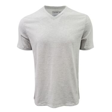 Imagem de Calvin Klein Camiseta masculina de algodão macio com gola V, Cinza claro, M