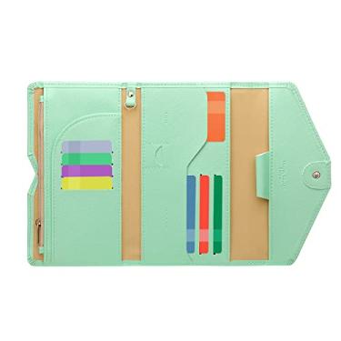 Imagem de ZOPPEN Carteira de viagem multiuso com bloqueio de RFID para passaporte Porta-cartão de vacina e passaporte, combo organizador de documentos com três dobras, essenciais para viagem, One Size, Vintage