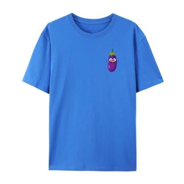 Imagem de Camiseta para homens e mulheres desenho animado berinjela engraçada expressão fofa para presentes para filho filha irmãos irmãs, Azul, 5G