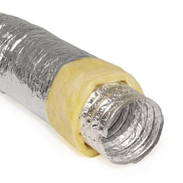 Imagem de Mangueira de duto de ar de alumínio flexível de 10 cm com isolamento R-4.2 para isolamento de dutos de exaustão e HVAC resistente - 6,8 m de comprimento