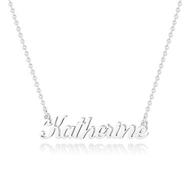 Imagem de Hidepoo Colar com nome personalizado – Colar com pingente de nome de aço inoxidável, corrente delicada com nome de letra, joias personalizadas, presentes para mulheres, Aço inoxidável Metal