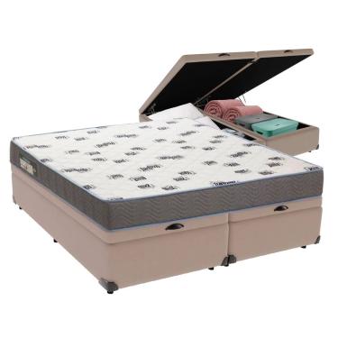 Imagem de Cama Box Queen com Bau Ortobom D33 Light Bege