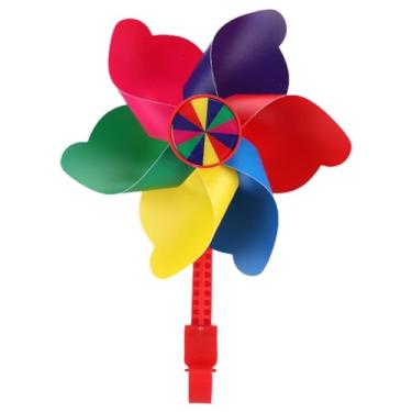 Imagem de Fancyes Crianças bicicleta moinho de vento flor única pinwheel scooter brinquedo decoração acessório para carrinho de criança a maioria das bicicletas, Poste longo colorido