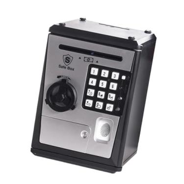 Imagem de Fancyes Cofrinho eletrônico, código de senha, banco de dinheiro, aprendizagem precoce, caixa de economia de dinheiro para meninos, meninas, presente de 3 a 8, PRETO