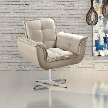 Imagem de Poltrona Giratória de Metal Bella Opala Decoração Sala Recepção Bege