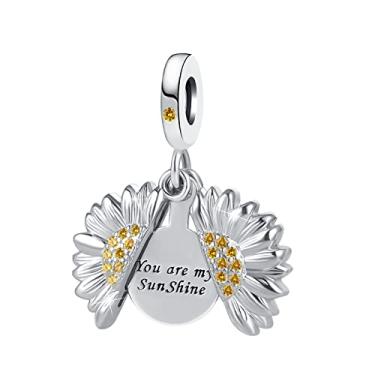 Imagem de GMXLin Pulseira feminina com pingente de girassol You are My Sunshine Pandora, Cobre