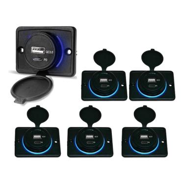 Imagem de Kit 6 Carregador de Celular Automotivo 1 USB + 1 USB Power C/ Moldura - RS-1113U BR