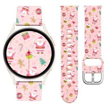 Imagem de Watbro Pulseira de relógio de Natal compatível com Samsung Galaxy Watch 7/FE/6/5/4 com pingentes, pulseira esportiva de silicone macio de 20 mm para Garmin Vivoactive 5/Vivoactive 3 Smart Watch