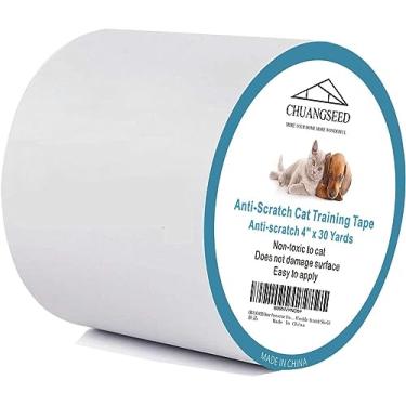 Imagem de 10,16 cm x 30 metros fita anti-arranhões para gatos, fita de treinamento para gatos, fita adesiva 100% transparente transparente dupla face para gatos, protetor de móveis para sofá, tapete, portas, chuangseed segura para animais de estimação e crianças