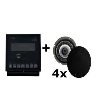 Imagem de Som Ambiente Amplificador Parede + 4 Caixas De Som Embutir - Ms Audio,
