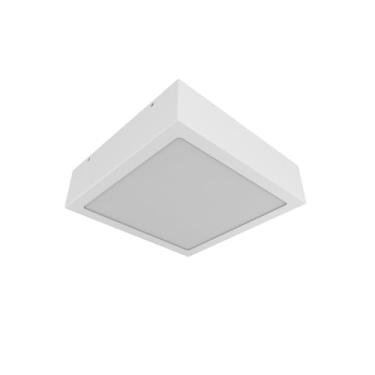 Imagem de Plafon de Sobrepor 40x40cm em Aço e Acrílico, Bivolt, 4xE27, Ideal para Salas e Cozinhas(Branco)