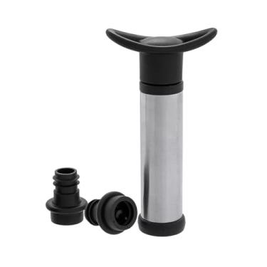 Imagem de KC Brasil Kit para Garrafas de Vinho - Bomba A Vácuo + 2 Rolhas Silicone - Prata e Preto - Inox e Plástico