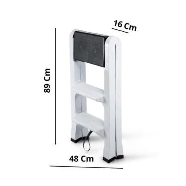Imagem de Escada Banqueta Agraplast 3 Degraus Plástico Dobrável , Branca com 1 d