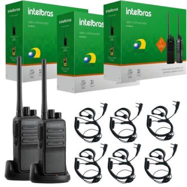 Imagem de Kit 6 Rádios Comunicador Intelbras RC3002 Com Fones Ouvido Microfone
