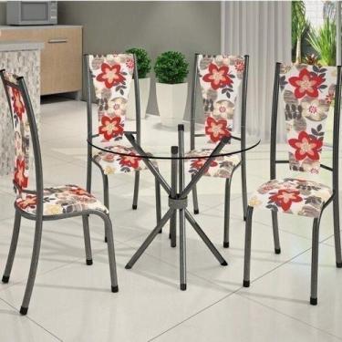 Imagem de Conjunto De Mesa Redonda Tampo De Vidro 4 Cadeiras Dubai - BM Móveis T