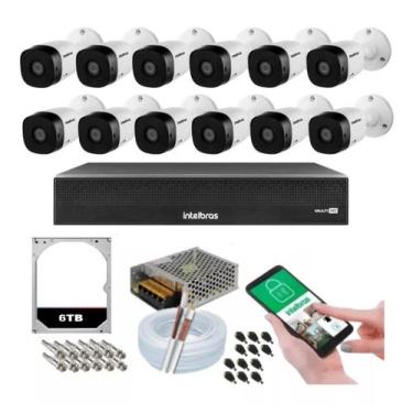 Imagem de Kit 12 Câmeras Segurança Intelbras 1120b Dvr 16 Canais Mhdx 6tb