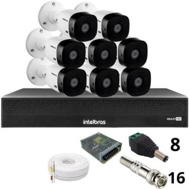 Imagem de Kit 8 Câmeras Intelbras 1220b Full Hd Dvr Mhdx 1016-c Intelbras Com De