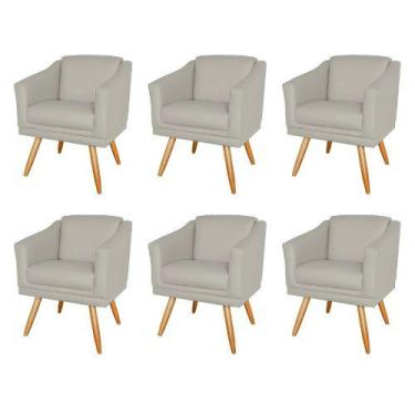 Imagem de Kit 6 Poltronas Decorativas San Diego Sala de Estar Tecido Veludo Cinz