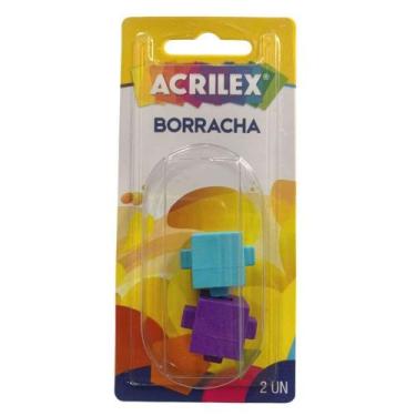 Imagem de Borracha Cubos Coloridos Blister com 2 Unidades - Acrilex, Roxo e Azul