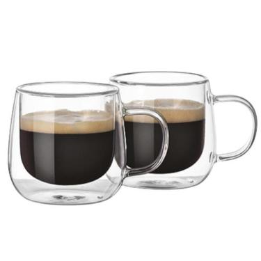 Imagem de Xícara De Café Vidro Duplo Borosilicato 80ml Kit 2 Unidades - Majestic