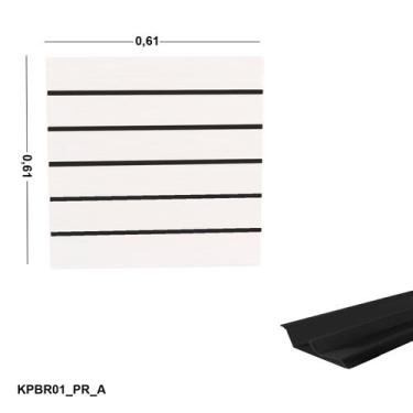 Imagem de Painel Canaletado Branco em Mdf 0,61 x 0,61m com Perfil Pvc Preto - LM