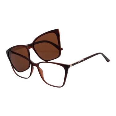 Imagem de Armação Óculos De Grau Feminina Quadrada Clipon 2 Em 1 Bet - Palas Eye