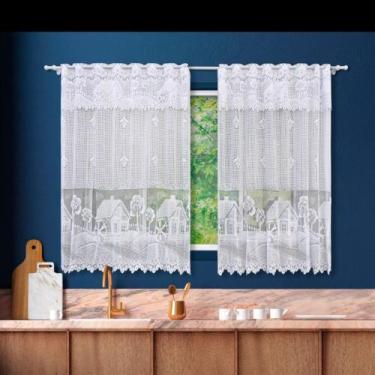 Imagem de Cortina de cozinha renda branca jacquard até 2,00 L X 1,25 Alt - BEIJA