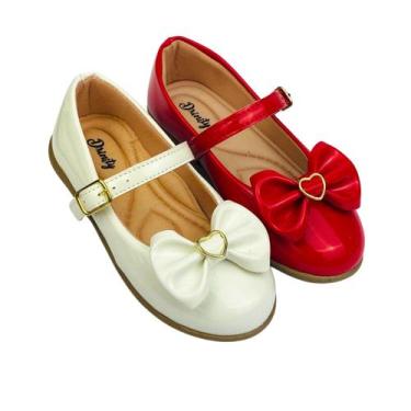 Imagem de Kit Com 2 Pares Sapatilha Infantil Menina Boneca Verniz Confortável SP