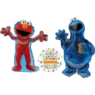 Imagem de Anagram Cookie Monsters and Elmo Happy Birthday Party Supplies Balloon Bouquet Decorations, BQ_4264