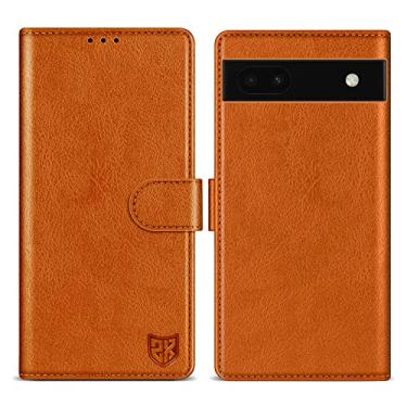 Imagem de ZZXX Capa carteira para Google Pixel 6a com [bloqueio RFID] com compartimento para cartão, fecho magnético, capa protetora de couro dobrável para celular Google Pixel 6a (marrom-15,5 cm)